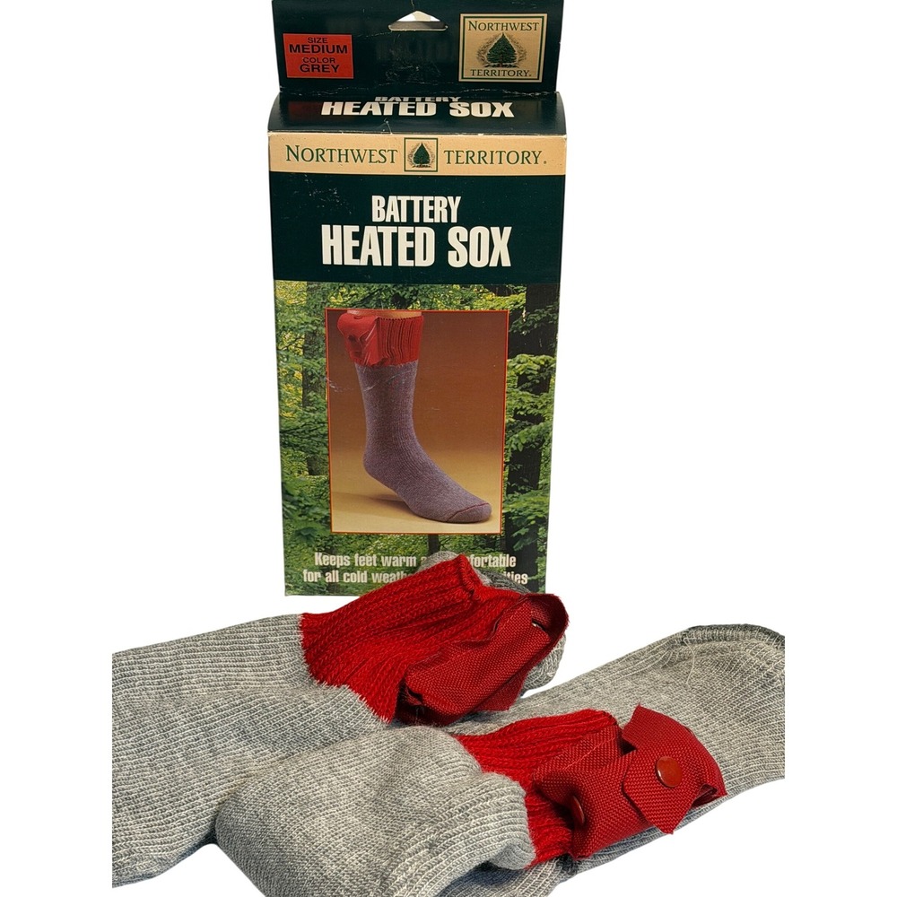VTG Northwest Territory Heated Soft Socks Grey Men Medium 9-10.5 Winter Footwear